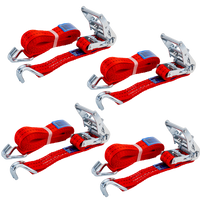 Комплект от четири червени транспортни колана UNITRAILER 4m/35mm/2t с обтегач